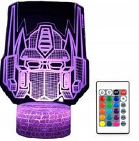 3d Led Transformer Megatron lempa, 16 spalvų, su pulteliu