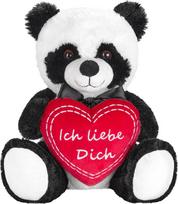 Brubaker Panda pliušinis meškinas su raudona širdele - Aš tave myliu - 25 cm - Panda meškiukas, minkštas žaislas - Pliušinis meškinas - Minkštas žaislas juodas baltas