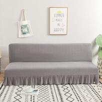 Solid Color Series Sofa Cover With Skirt Edge For Folding Sofa Cover Without Armrest All-inclusive Elastic Slipcover Protector 120x140cm gray