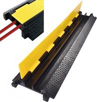 bimiti 2 kanalų grindų kabelių apsauga, kabelių dangalas, lauko kabelių dangalas, grindų kabelių apsauga, guminis elektros laidų žarnos apsaugas, yellow