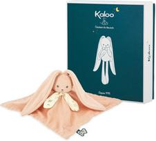 Kaloo - Lapinoo - persikų spalvos zuikio minkštas žaislas - pliušinis žaislas kūdikiui - kvadratinis 30 x 30 cm - dviejų medžiagų viskozė ir velvetas, labai minkštas - dovanų dėžutė - nuo gimimo, K218017