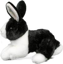Teddys Rothenburg Minkštas žaislas triušis gulintis juodai/baltas 25 cm pliušinis triušis