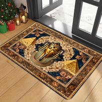 Senovės Egipto sfinkso plotas kilimas, mitinės kultūros neslystantis sugeriantis grindų kilimėlis, skalbiamas dekoratyvinis kilimas miegamajam vonios kambariui 40x120cm black