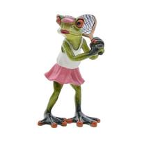 Creative Frogs Playing Tennis Couple Statue Resin Craft Humorous Animal Figurine Home Decoration For Romantics Gift beige
