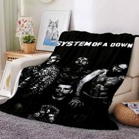 1 vnt. System of a Down minkštas flanelinis visų sezonų pledas namams, biurui, lauko naudojimui. Patvarus komfortas minkštas šiltas pledas namams 80x120cm white