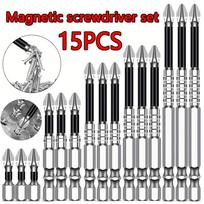 15pcs K5 Non-Slip Anti-Impact Threaded Drill Bit Set, High Magnetic Electric Screwdriver Drill Kit - High Hardness, Durable