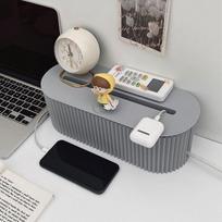 Child-Safe Cable Organizer & Power Strip Storage with Anti-Electric Shock for Dormitories gray