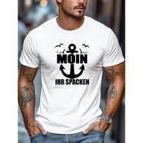 Men'S T-Shirt, Easy And Clean, Comfortable And Versatile, Featuring a MOIN IHR SPACKEN Design for Summer Casual Wear with a Short Round Neck XL juoda