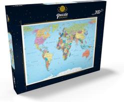 Mypuzzle spalvotas pasaulio žemėlapis – sienos, šalys, keliai ir miestai – aukščiausios kokybės 200 dalių dėlionė – mypuzzle special collection by puzzle galaxy