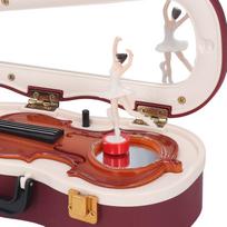 Violin Music Box Small Classical Elegant Art Violin Music Box Toy with Rotating Dancing Girl for Home Desktop Decoration Wine Red brown
