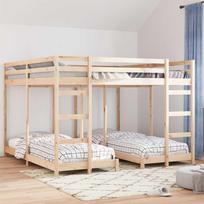 Triple Deck Bunk Bed Frame Natural Finish 80 200 x 200 cm