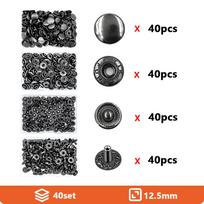 12.5mm Stainless Steel Fastener Snap Press Stud Button Kits for Coats Bags Leathers Marine Boat Canvas Gunmetal Black 12.5mm