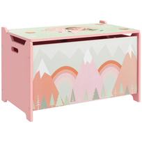 Storage box with ample space, toy box with lid safety hinge, cute animal design, 60 x 37 x 39 cm, pink