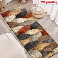 1Pcs Colorful Leaf 2D Non-Slip Washable Area Rug Runner for Hallways, Kitchens, Bedrooms & Home 60X180cm white