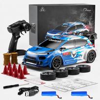 RC Drift Car 1: 24 Scale 4-wheel Drive with Replaceable Racing Drift Tires Cool LED Headlights Taillight Sport Rear Wing Remote Control Racing Vehicle 1 battery mėlyna