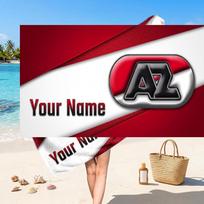 AZ Alkmaar Custom Beach Towel, Personalized Name Text Print, Football Logo Soft Quick‑Dry Towel Holiday Gift 70cmx140cm(27x55inch) white