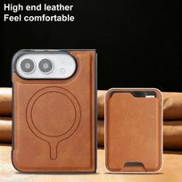Nuimama odinė piniginė su kortelių laikikliu, telefono dėklas Apple iPhone Ultra 18 Fold 2026, Magsafe magnetinis telefono dėklas iPhone Ultra juoda