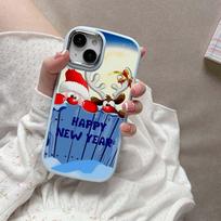for iPhone 13 14 15 Pro Max Samsung Galaxy A14 A15 A24 Xiaomi 13T Redmi 12C Soft Chubby Phone Case A2 New year christmas design TPU Silicone cover OPPO Reno8T 5G gray