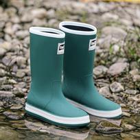Fashion high tube couple rain shoes outdoor camping versatile waterproof shoes women's waterproof bundle thick-soled rain boots 36 black