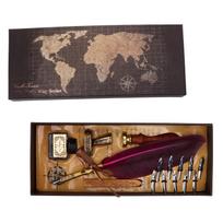 Calligraphy Pen Retro Style Reliable Wearable Replaceable Nibs Attractive Decorative Writing Tools for Gift Yellow gray