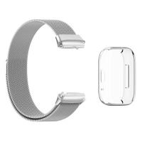 Strap For Xiaomi Redmi Watch 3 Active/3 Lite With TPU Soft Case Screen Protector Replacement Metal Milanese Magnetic Watchband Redmi Watch 3 Lite gray