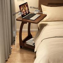 Modern Corner Tea Bedside Sofa Bed Snack Coffee Side Table with Rolling Wheels Study Table Gaming Table for Small Spaces black