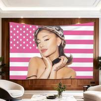 Pink American Flag Tapestry, Ariana Grande Pop Star Wall Hanging, Y2K Aesthetic Bedroom Decor 100X70CM pink