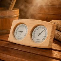 Sauna Thermometer Hygrometer TwoDial Dial Wood Gauge easily Read Humidity beige