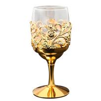 Handcrafted Iron Frame Glass Whiskeys Cup Ornamental Wine Goblet With Sturdy Metal Base For Dining Table 1 beige