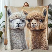 Žavinga alpakos jaukios pledas, mielas gyvūnų raštas sofai, lovai, šiltas apklotas trumpam miegui, visų sezonų dekoras, dovana 75cm*90cm gray