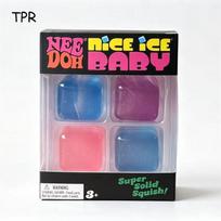 Needoh Nice Ice Baby Mini 4 Pack Squish Cube Fidget Toy Soft Relief Pressure Heal Relax Office Desk Stress Relief Toy for Adults black