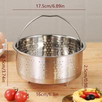 Nerūdijančio plieno garų krepšelis In Stant Pot priedai momentiniam puodui su silikonine rankena, slėginis puodas, ryžių garintuvas 20cm gray