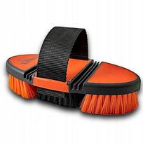 Žirgo šepetys, minkštas, oranžinis, ergonomiškas