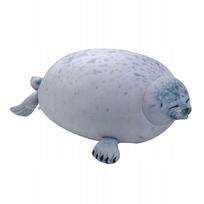Apvali ruonio formos minkšta pagalvė, 30 cm, balta