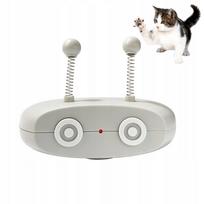 Interaktyvus žaislas katei, pilkas robotas su plunksna ir antenomis