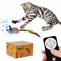 Katinų žaislas – judanti pelė su nuotolinio valdymo pultu, įkraunama USB