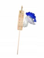 Katinų žaislas – meškerėlė su plunksnomis ir varpeliu, 50 cm