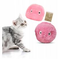 Katinų žaislas – interaktyvus kamuoliukas su katžole, 17 cm, rožinis
