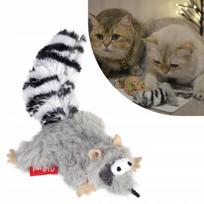 Katinų žaislas „Raccoon“ su katžole, dirbtinio kailio, tekstilinis, 8 cm