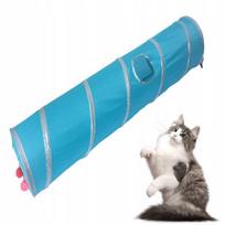 Katės žaislas – čežantis tunelis su kamuoliukais, 120 cm