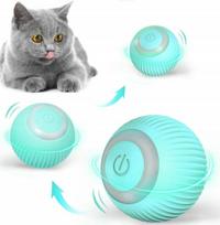 Katinų žaislas kamuoliukas su LED šviesa, vibracija ir USB įkrovimu