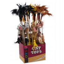 Katžolės žaislas katei Magic Cat – pelė su plunksnomis, medvilnė, 20 cm + 46 cm, 24 vnt.