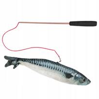 Teleskopinė kačių žaislinė meškerė su žuvimi, 70 cm