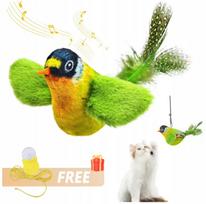 Katinų žaislas FLYING BIRD, pliušinis, žalias, 14 cm, 2 viename