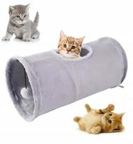 Katėms skirtas tunelis su kamuoliuku, sulankstomas, 50 cm, pilkas