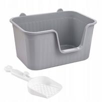 Katinų kraiko dėžė su semtuvu, atvira, pilka, XL
