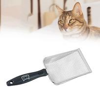 Katinų kraiko semtuvas su metaline ilga rankena, smulkiomis skylutėmis, 2,0 mm tinklelis