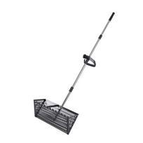 Smėlio sietas teleskopinis, plati metalinė semtuvo galva, anglies juoda