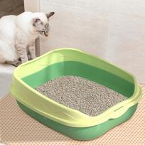 Katinų kraiko dėžė, didelė, plastikinė, su aukštu kraštu, geltona-žalia