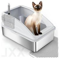 Katinų kraiko dėžė XXL, nerūdijančio plieno, 35 l, sandari